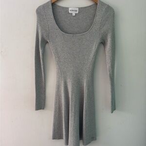 Olive & Oak Gray Ribbed Knit Dress long sleeve size small